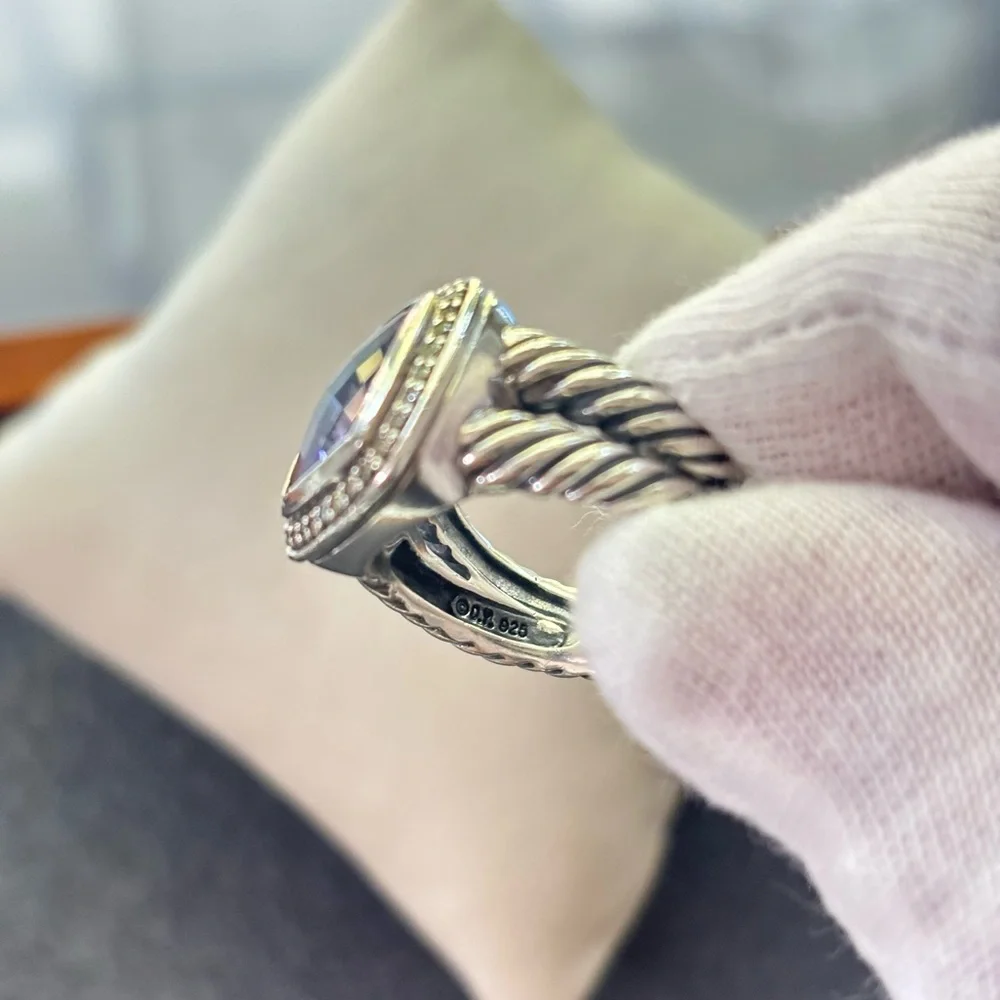 David Yurman 11mm Albion Ring with Amethyst & Diamonds 7